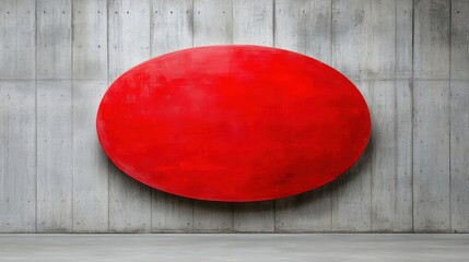 Vivid red circle on textured wall, striking contrast in design and art