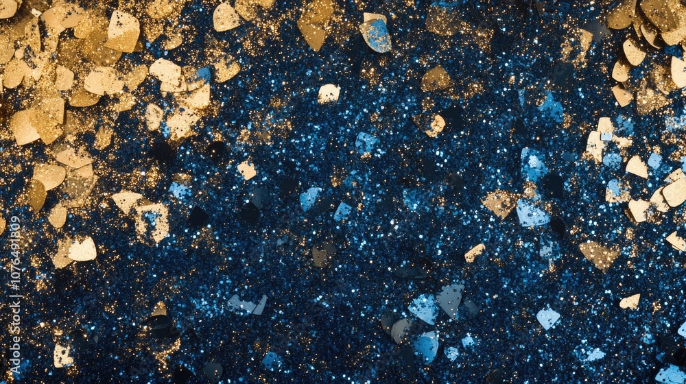 Poster a close-up shot of a bright blue and golden textured background, suitable for various uses including
