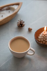 Decorative New Year, Christmas candles with winter theme