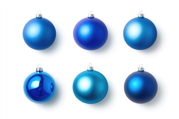 Obraz premium Six blue ornaments on a white background