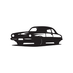 American 70s customized muscle car  line art silhouette vector  on a white background