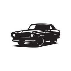 American 70s customized muscle car  line art silhouette vector  on a white background