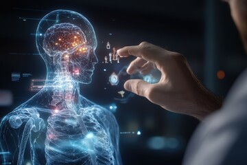 A medical professional consulting with an AI system