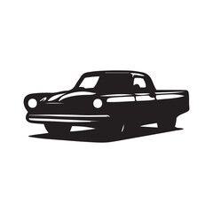 American 70s customized muscle car  line art silhouette vector  on a white background