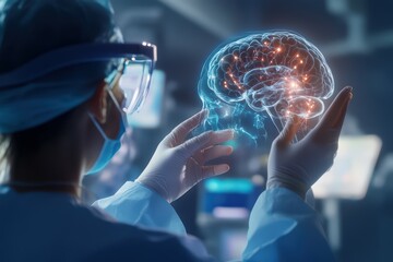 A medical professional consulting with an AI system