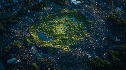 Obraz premium Reclaimed Landfill Transformed into Thriving Community Park with Lush Greenery