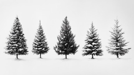 Fototapeta premium A group of trees covered in snow