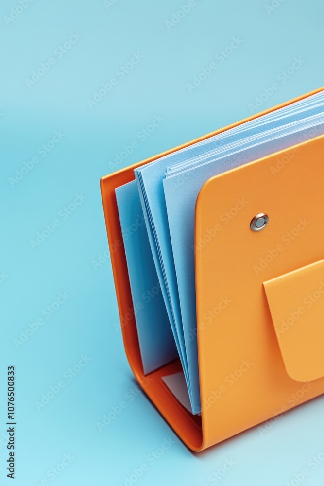 Poster a close-up shot of a folder sitting on a blue background