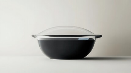 pot with a transparent lid on a light background, glossy and detailed