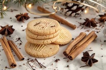 Fototapeta premium Freshly baked cookies arranged on a table for serving