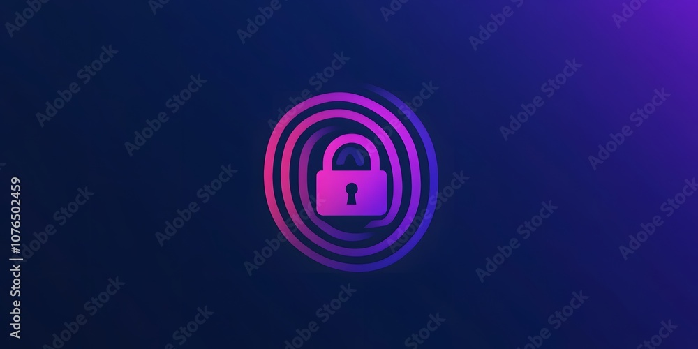 Poster secure your digital world: a lock icon with vibrant hues and a circular design