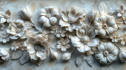 Modern flower background with natural banner template in vintage style