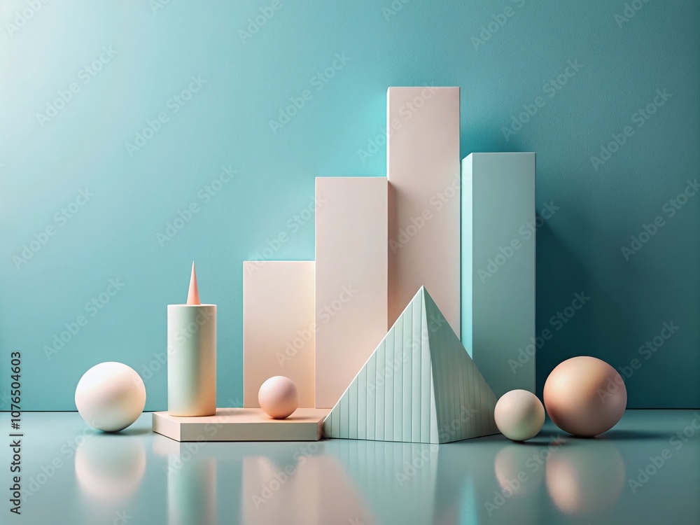 Poster minimalist economics background concept with abstract shapes and soft color palette for clean visual