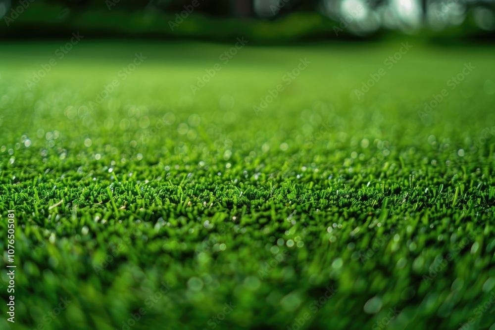 Aufkleber A detailed view of a lush green grass field with no distractions or objects in the frame, suitable for backgrounds and textures