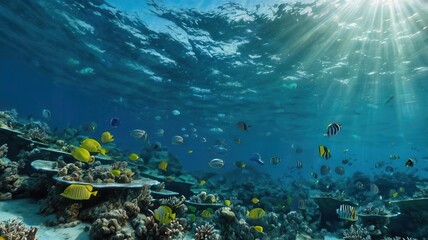 Fototapeta premium underwater, sea, coral, fish, reef, water, ocean, scuba, diving, tropical, nature, marine, animal, deep, diver, travel, sand, dive, aquatic, blue, caribbean, egypt, shark