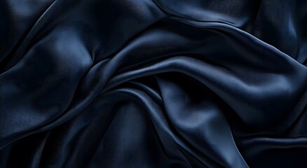 Fototapeta premium Black silk fabric and background. Creating a simple yet elegant abstract composition with digital art style patterns, can be used as wallpaper or background in graphic design projects.