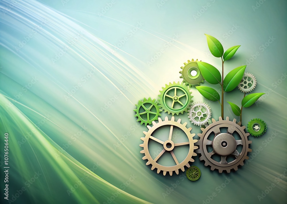Poster minimalist representation of an energyefficient engine through cogwheel patterns, ideal for illustra