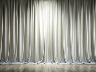 Minimalist White Theater Curtain Background for Elegant Interior Design and Photography Projects in Soft Lighting for a Timeless Aesthetic