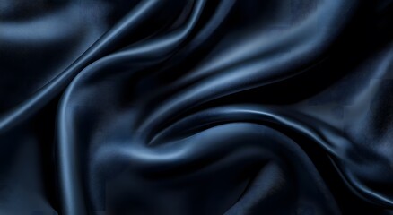 Fototapeta premium Black silk fabric and background. Creating a simple yet elegant abstract composition with digital art style patterns, can be used as wallpaper or background in graphic design projects.