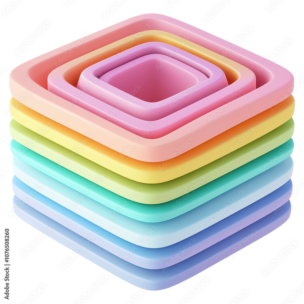Poster a stack of colorful blocks in a rainbow pattern isolated on transparent or white background, png