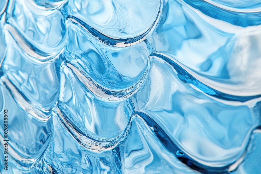 Poster a detailed view of a blue glass vase with intricate design and shape