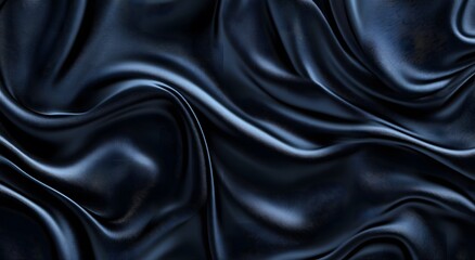 Fototapeta premium Black silk fabric and background. Creating a simple yet elegant abstract composition with digital art style patterns, can be used as wallpaper or background in graphic design projects.