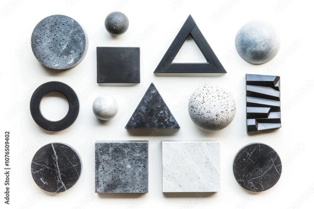 Poster a selection of different rocks with unique shapes and sizes, perfect for use as textures or backgrou