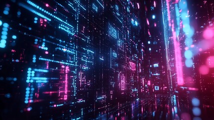 Obraz premium Glowing Digital Art Gallery Showcasing the Blockchain Revolution in Ownership and Authenticity