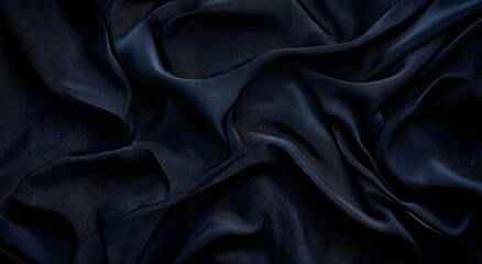 Fototapeta premium Black silk fabric and background. Creating a simple yet elegant abstract composition with digital art style patterns, can be used as wallpaper or background in graphic design projects.