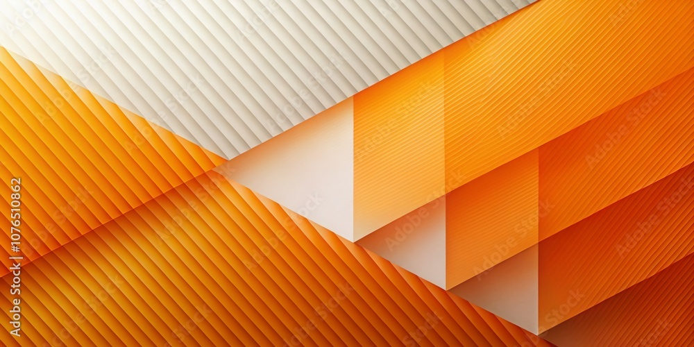 Poster modern orange diagonal geometric design on white background featuring simple wavy lines and overlapp