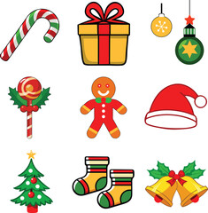 Cozy Christmas Collection: gift box, hat, bell, Lights, Gingerbread, and Holiday Fun