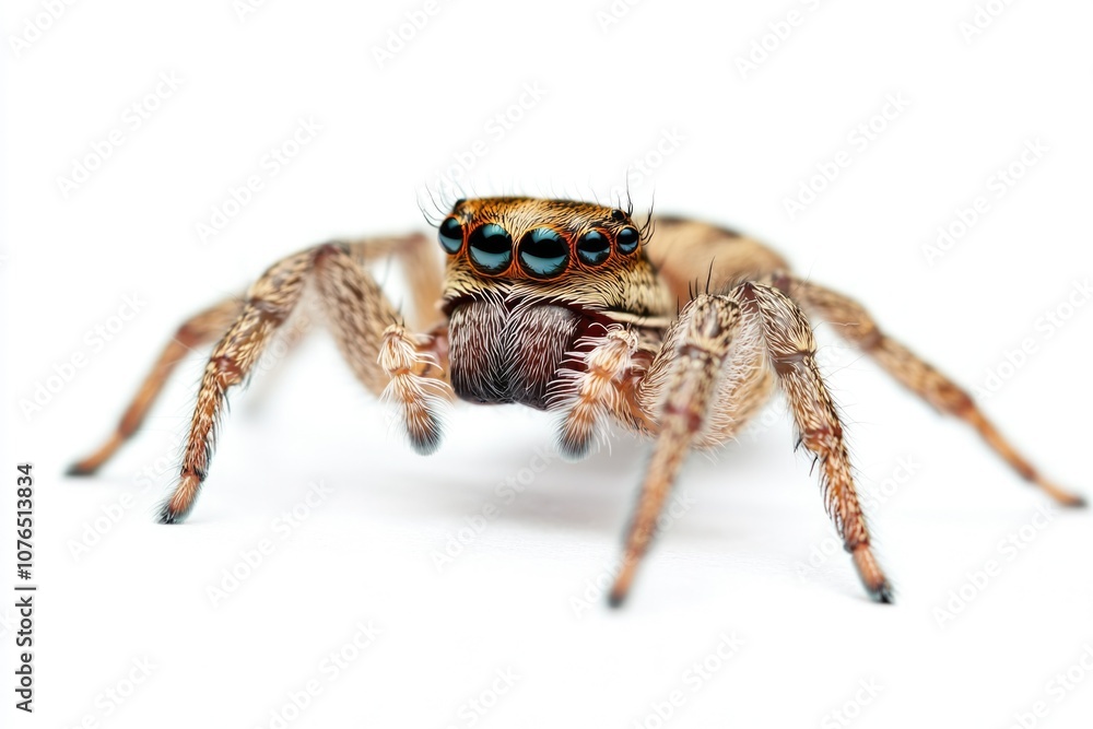 Poster a close-up image of a spider on a white surface