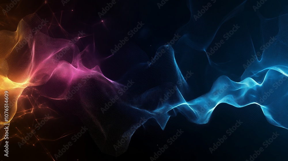 Poster a beauty futuristic abstract background in a high-tech style. shining lines and patterns resembling 