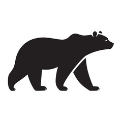 Fototapeta premium Vector black silhouette of a bear isolated on a white background.