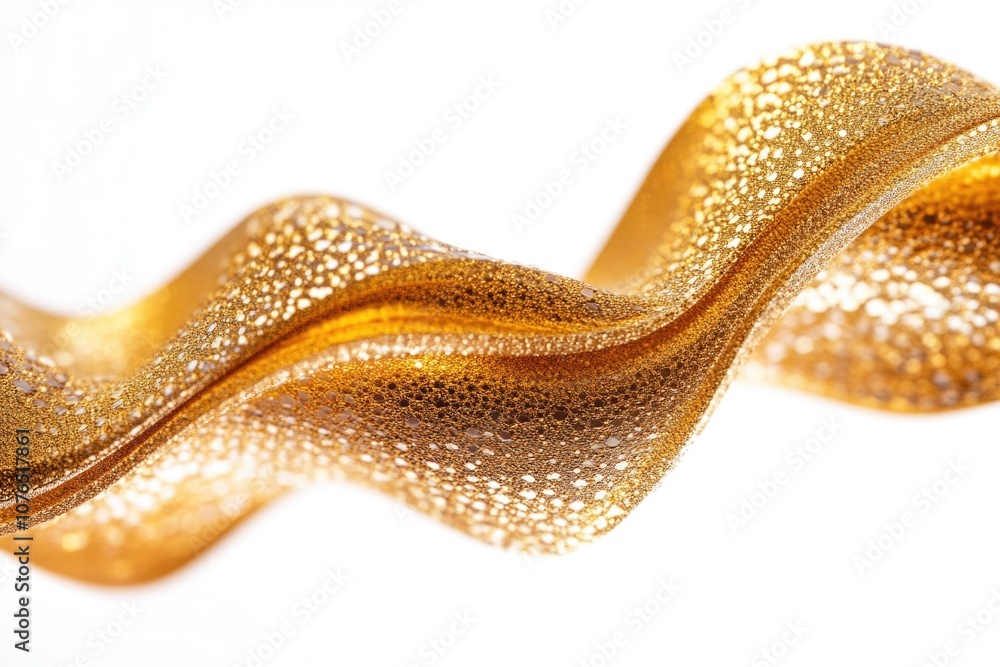 Poster a detailed view of a shiny gold fabric with intricate patterns and texture