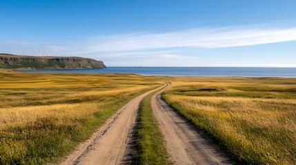 Fototapeta premium Explore the scenic beauty of a coastal road journey through lush landscapes and serene waters