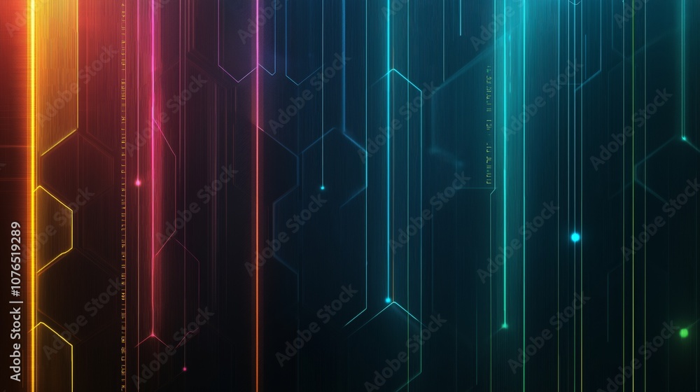 Poster a beauty futuristic abstract background in a high-tech style. shining lines and patterns resembling 