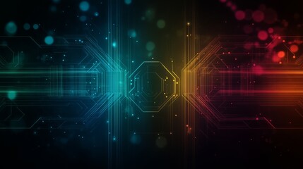 Obraz premium A beauty futuristic abstract background in a high-tech style. Shining lines and patterns resembling neural networks, connections, and digital circuits.