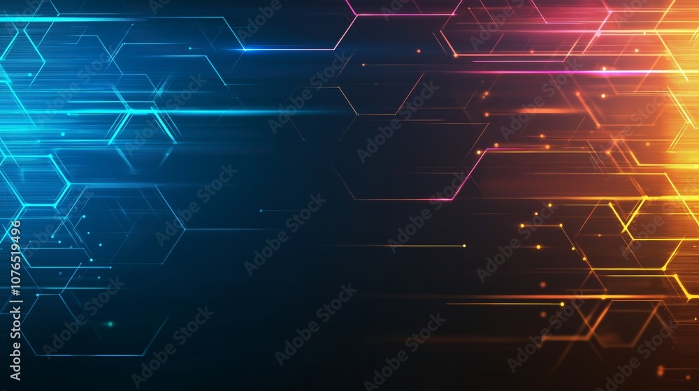 Poster a beauty futuristic abstract background in a high-tech style. shining lines and patterns resembling 