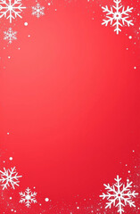 Festive red christmas background with white snowflakes for holiday design