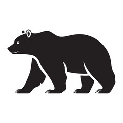 Fototapeta premium Vector black silhouette of a bear isolated on a white background.