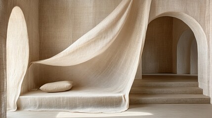 Serene Minimalist Interior with Soft Textures and Natural Light