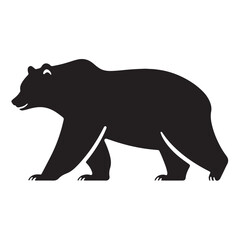 Fototapeta premium Vector black silhouette of a bear isolated on a white background.