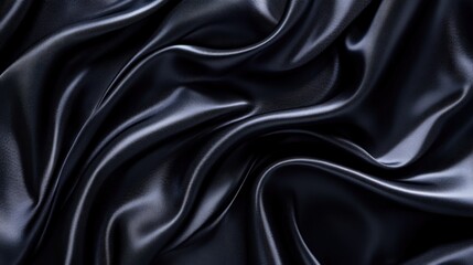 Fototapeta premium Elegant Black Satin Fabric with Luxurious Texture and Soft Drapery