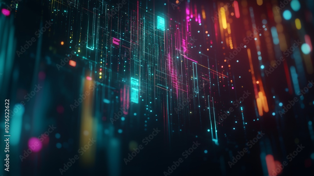 Poster a beauty futuristic abstract background in a high-tech style. shining lines and patterns resembling 