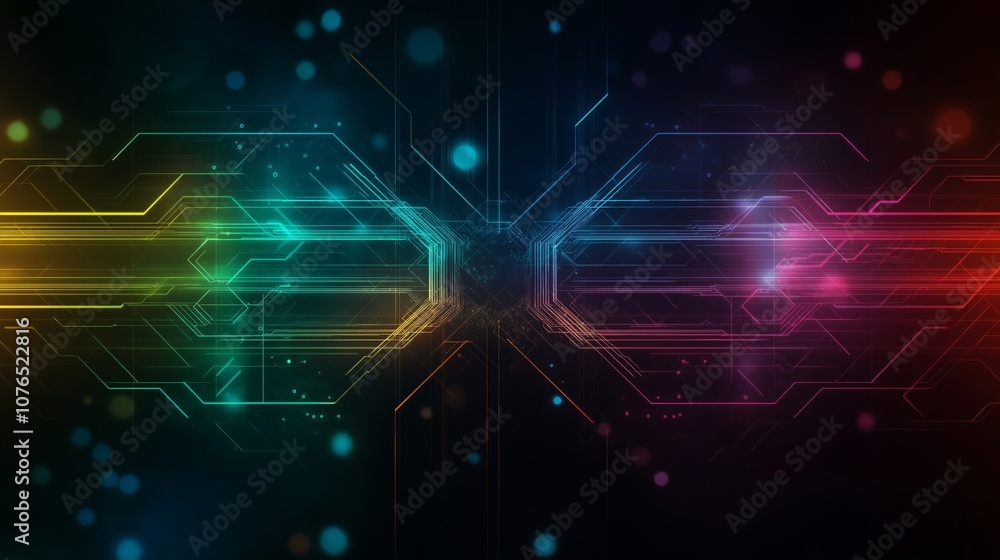 Poster a beauty futuristic abstract background in a high-tech style. shining lines and patterns resembling 