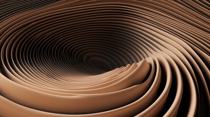 Naklejka premium A dynamic, abstract pattern featuring swirling lines and layered waves, creating a sense of depth and movement in warm beige tones.