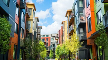 Fototapeta premium Colorful Modern Apartment Buildings