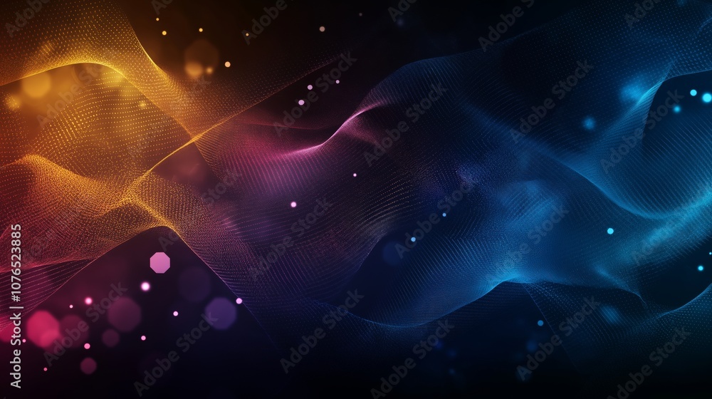 Poster a beauty futuristic abstract background in a high-tech style. shining lines and patterns resembling 
