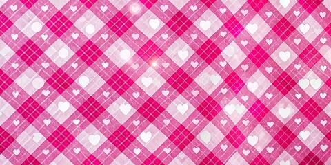 Romantic Pink Checked Pattern for Valentine's Day Celebrations, Perfect for Backgrounds and Doodle Sketches, Ideal for Sweetheart Designs and Festive Decorations